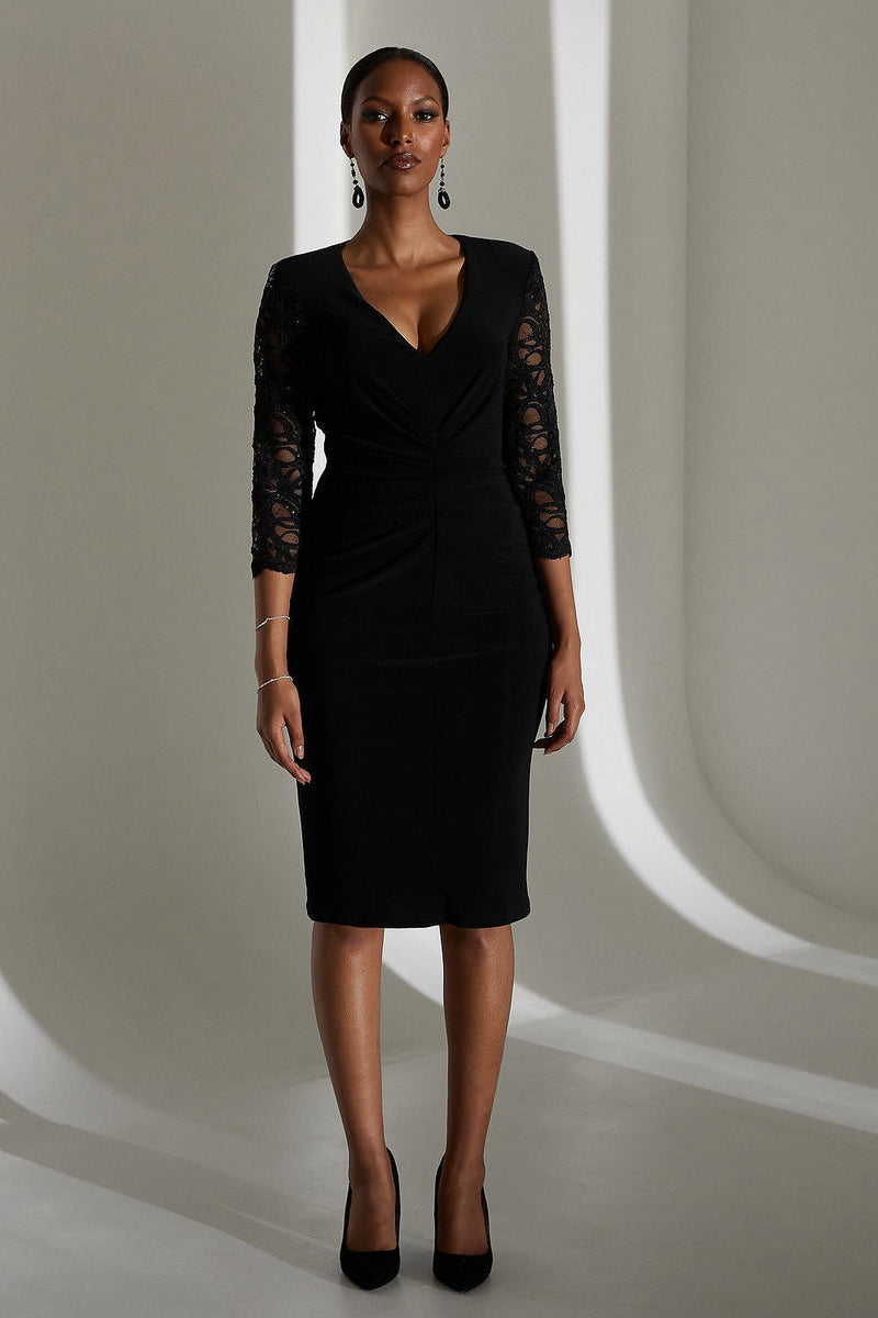 joseph ribkoff evening dresses Trumpet Gown with Satin Cowl Sleeves Style 253738 Hip measurement Measure around below your waist Joseph Ribkoff Black Evening Dress