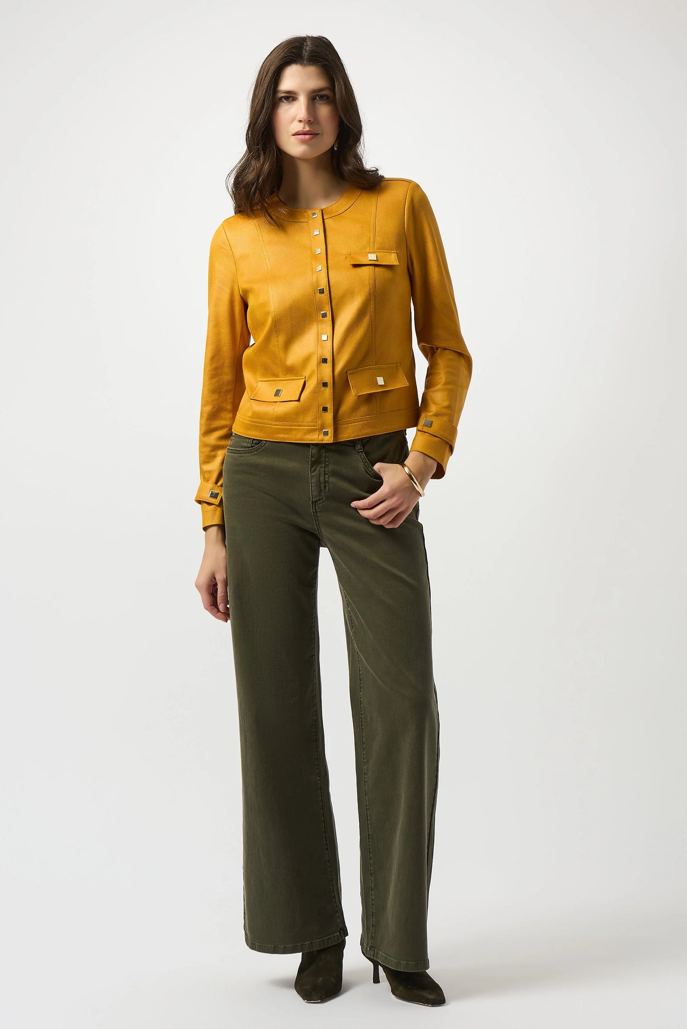 Joseph Ribkoff Foiled Faux Suede Fitted Jacket 253935