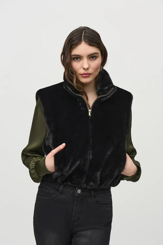 Joseph Ribkoff Sleeveless Faux Fur Jacket  244919