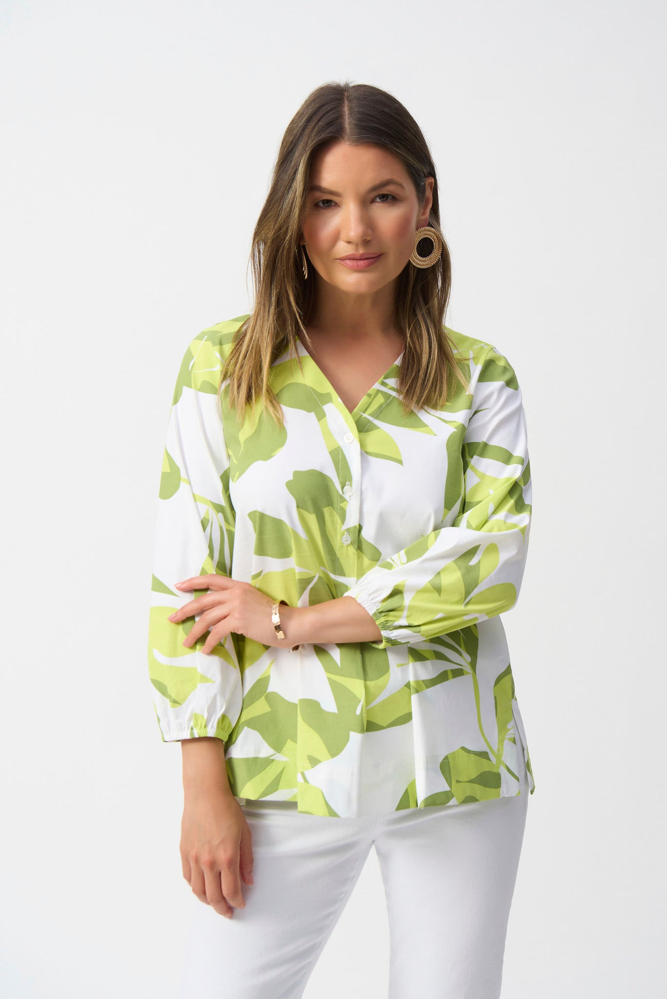 Joseph Ribkoff Floral Puff-sleeve V-neck  251168