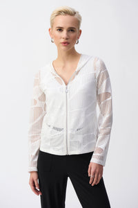 Joseph Ribkoff Geometric V-neck Zipper Jacket  251215