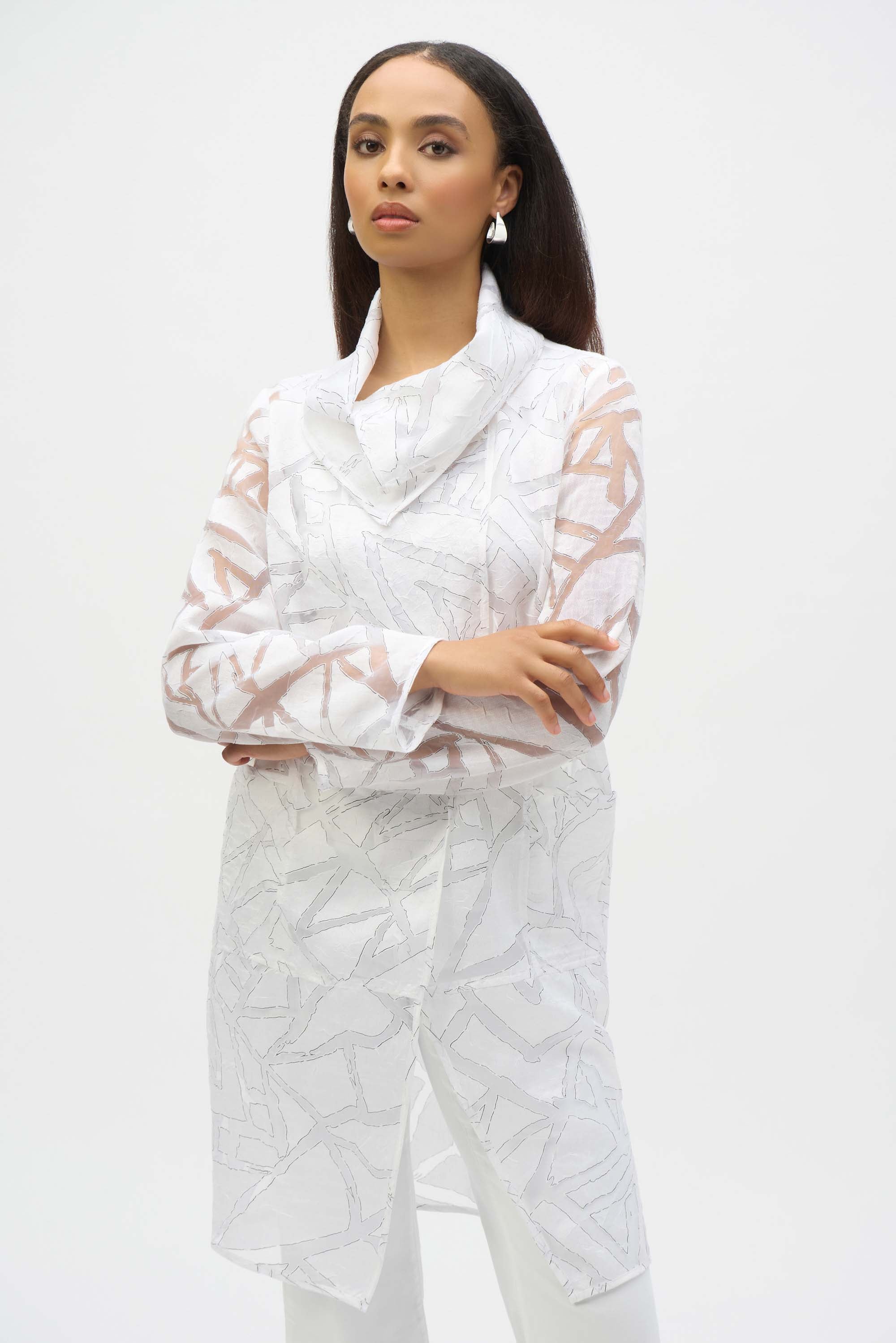 Joseph Ribkoff Collared Abstract Casual Top 252036