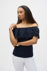 Joseph Ribkoff Off-shoulder Embroidered Pullover  252134