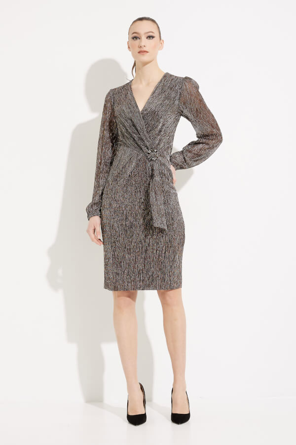 Joseph Ribkoff Dress 233750 Black/Rose Gold / 6 Joseph Ribkoff Dress 233750 Black/Rose Gold / 6