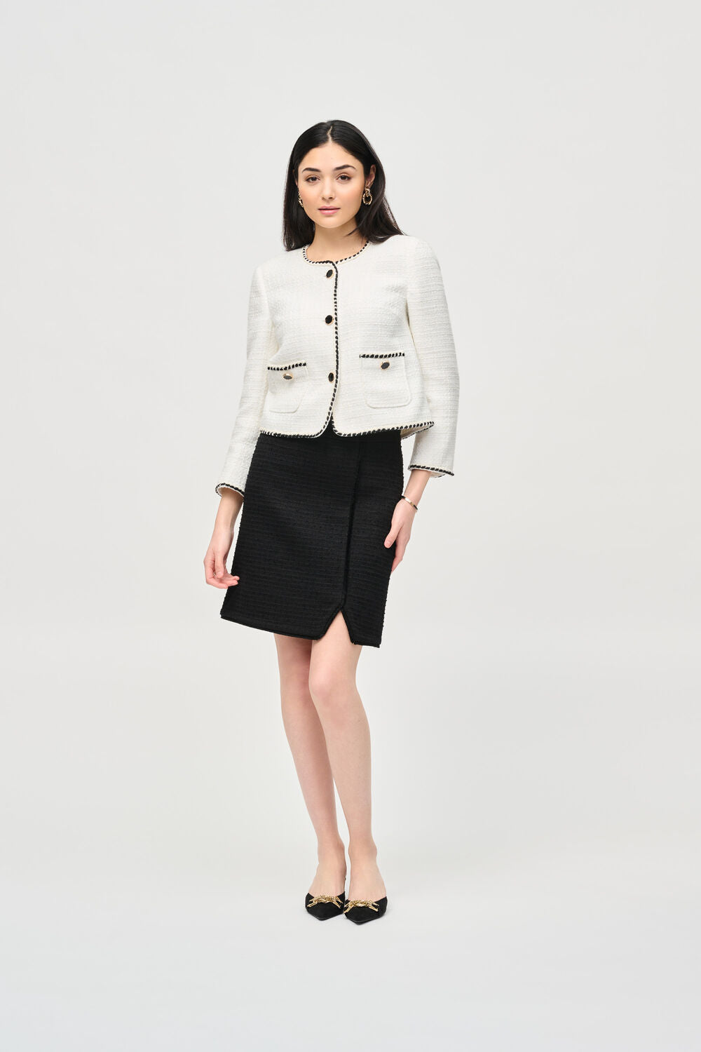 Joseph ribkoff black and white jacket deals