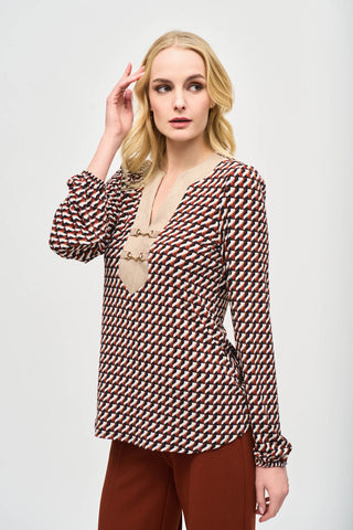 Joseph Ribkoff Bohemian Retro Long-sleeve Top 243184