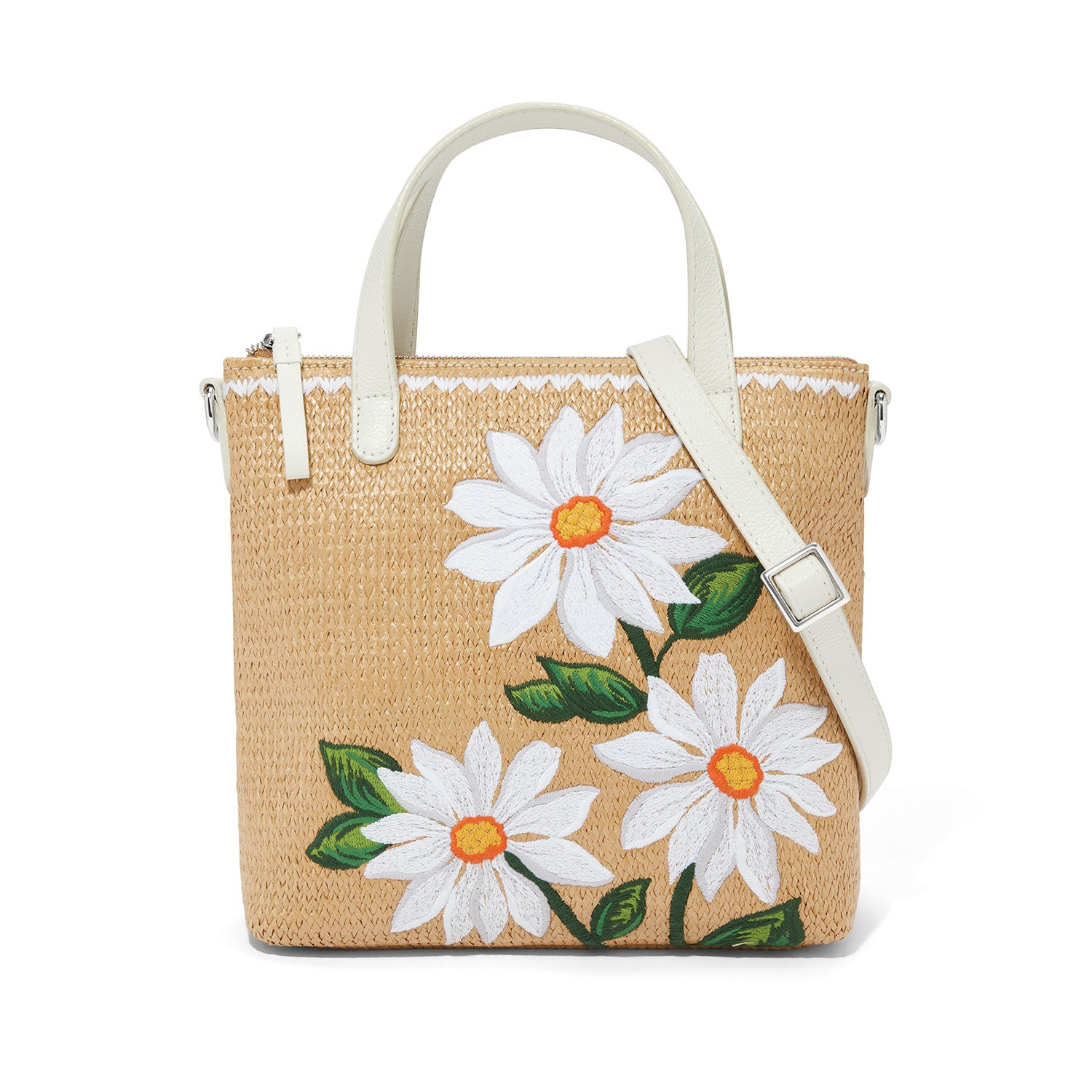 Brighton Daisy Dee Embroidery Straw Tote H73772