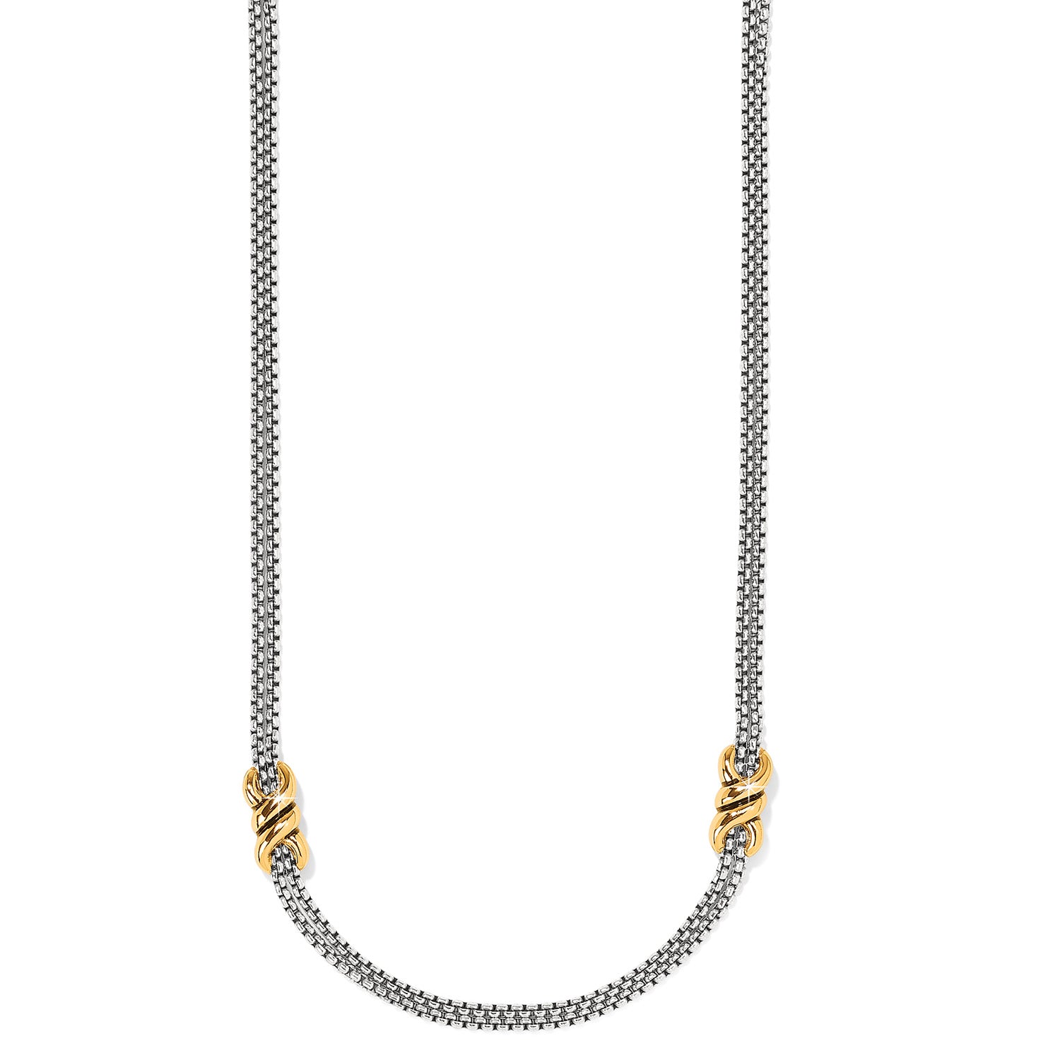 Brighton Interlok Twist Two Tone Double Chain Necklace JM7587