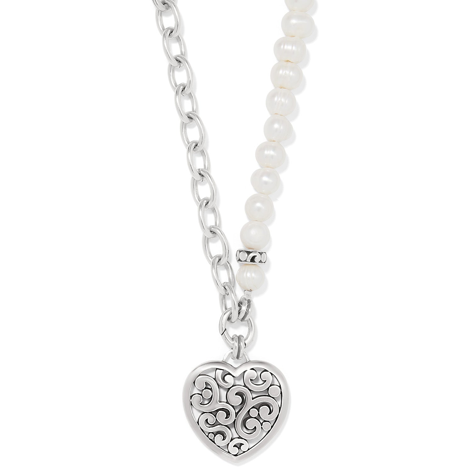 Brighton Contempo Heart Pearl Charm Necklace JM7675