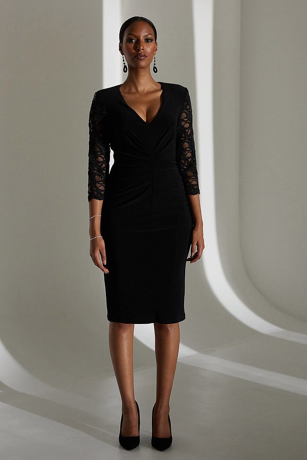Joseph Ribkoff Black Lace Sleeve Dress  213721