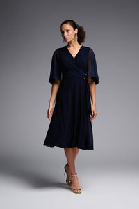 Joseph Ribkoff Chiffon Sleeve Dress Midnight  Blue  231757